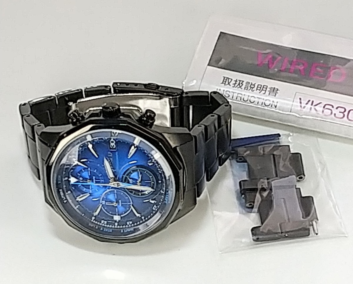 腕時計 SEIKO WIRED QUARTZ VK67-K090 10BAR ブルー盤 純正バンド 電池交換済 余り駒取説付_画像2