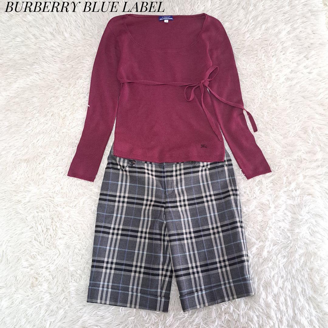 バーバリーブルーレーベル BURBERRY BLUE LABEL まとめ売り ベルトニット モヘヤ混ショートパンツ 短パン チェック_画像1