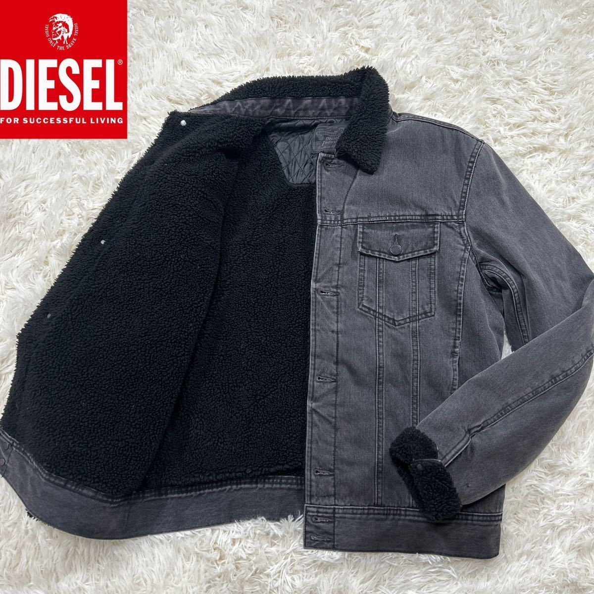 【最高傑作】極美品 DIESEL ディーゼル Gジャン デニムジャケット Lsize コットン グレー 内ボア 【極暖】バックデザイン DIESELパッチ_画像1