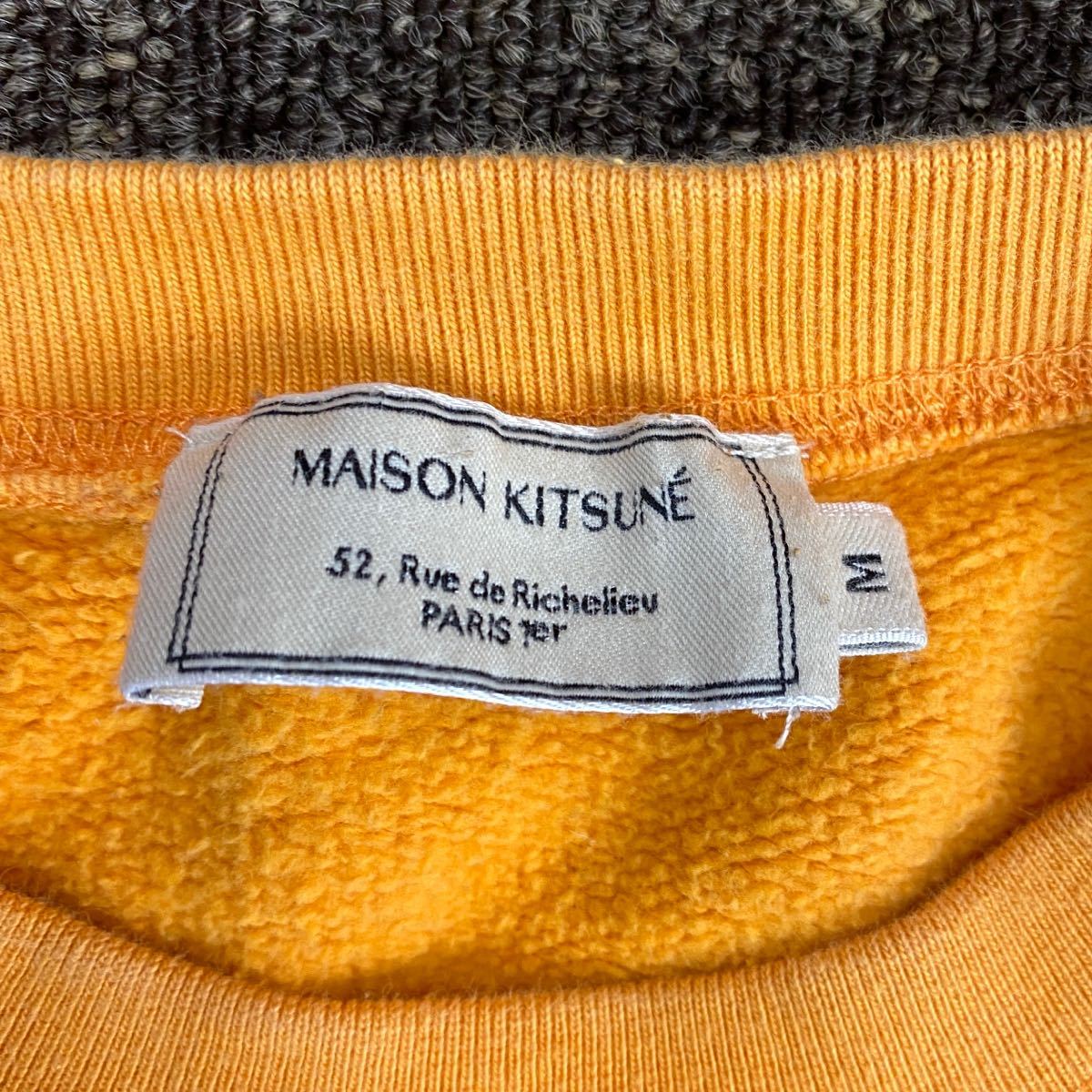  mezzo n лисица обратная сторона ворсистый тренировочный футболка M размер orange MAISON KITSUNE FOX PATCH one отметка Logo вышивка 