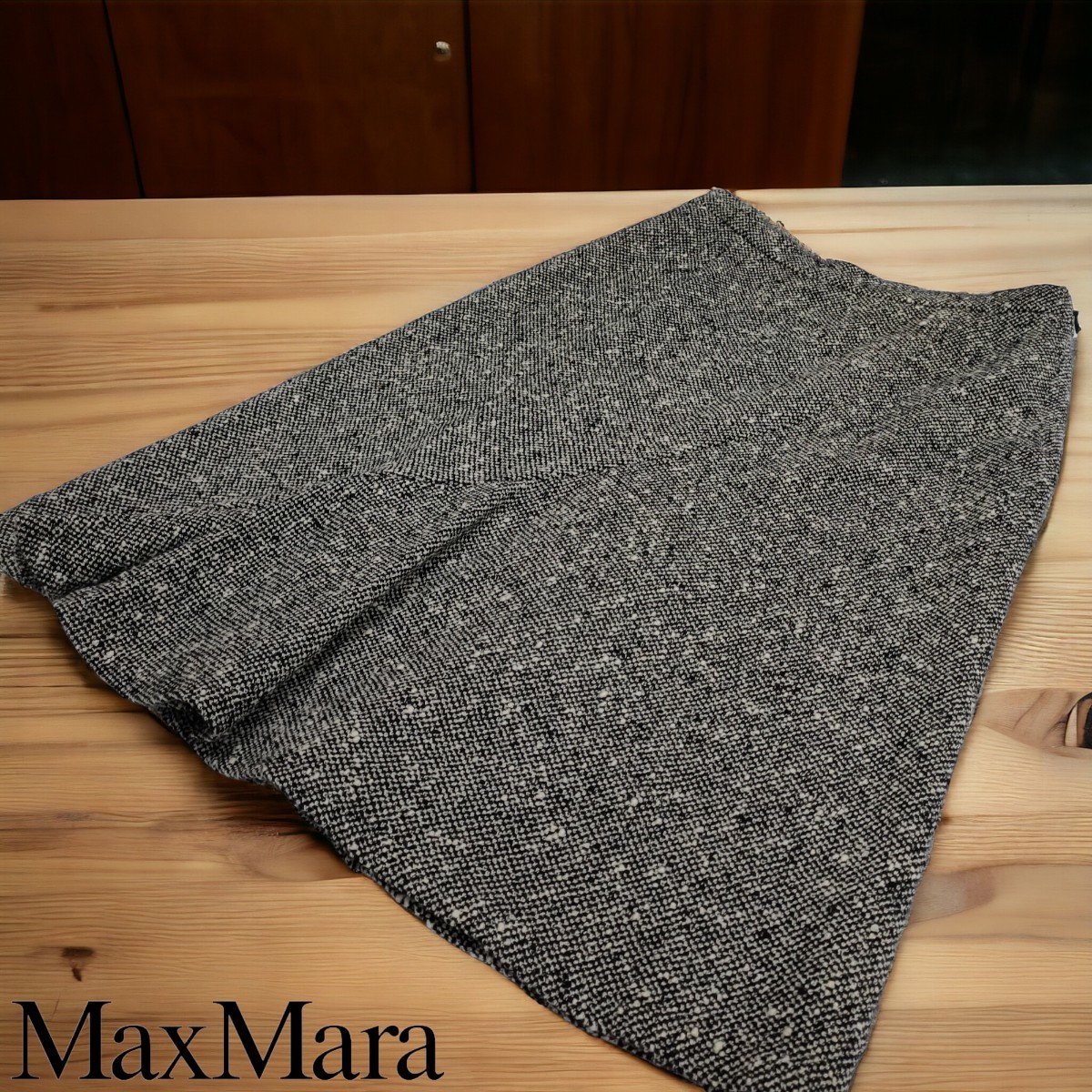 [ Italy made ]MaxMara / Max Mara lady's wool . flair skirt Monotone 36 size I-3417