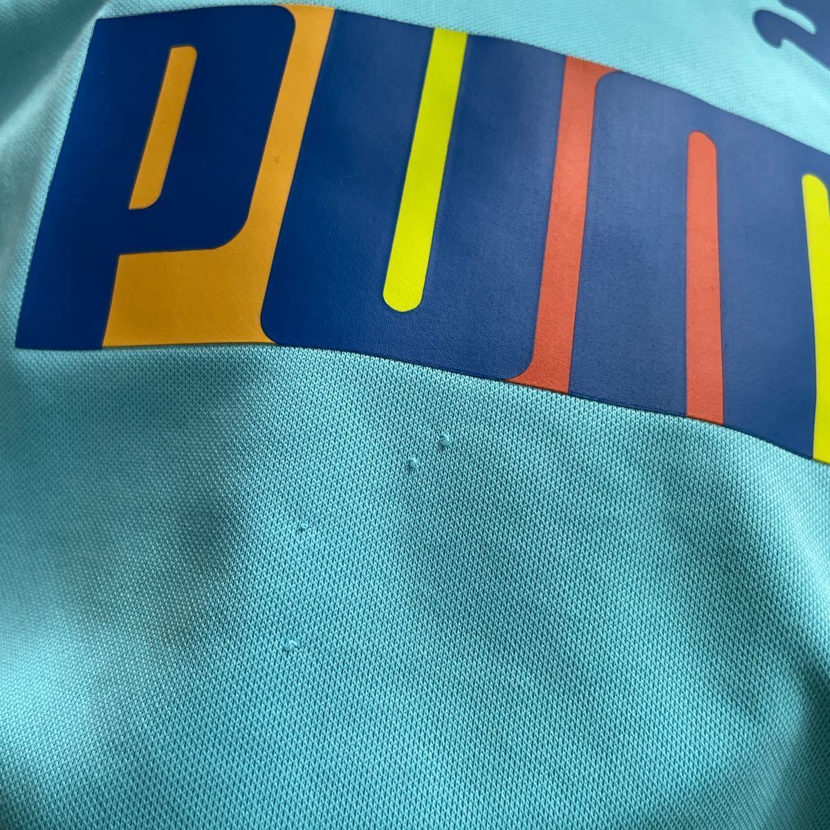 未使用■PUMA プーマ キッズ 半袖シャツ 160 水色 ブルー系 カラフルロゴ Tシャツ スポーツウェア_画像7