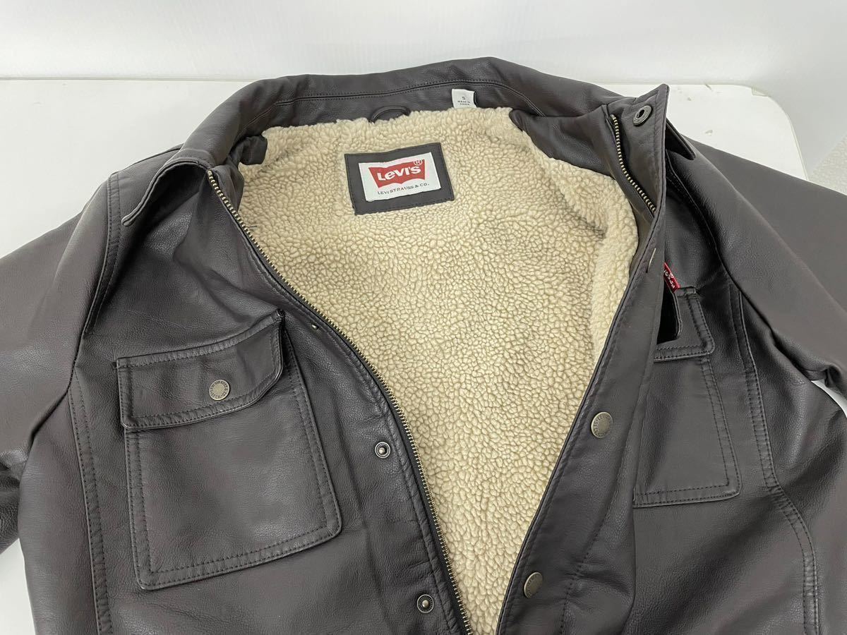  unused / translation have #Levis Levi's men's XL leather jacket inside side boa Brown collar attaching large size 