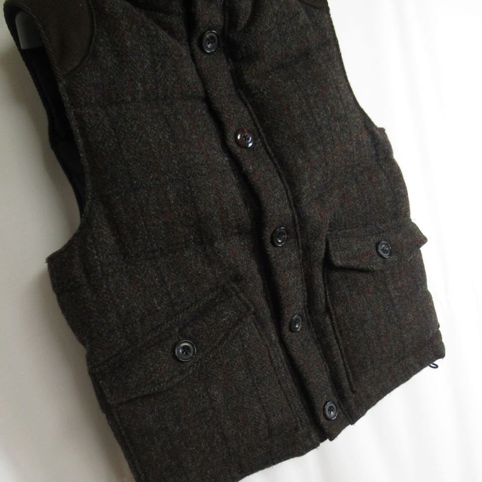 HARRIS TWEED × SLICK ツイード ウール ダウンベスト 36 Mサイズ ハリスツイード 中綿 アウター ダウン ジャケット 高品質 Harris ウール_画像4