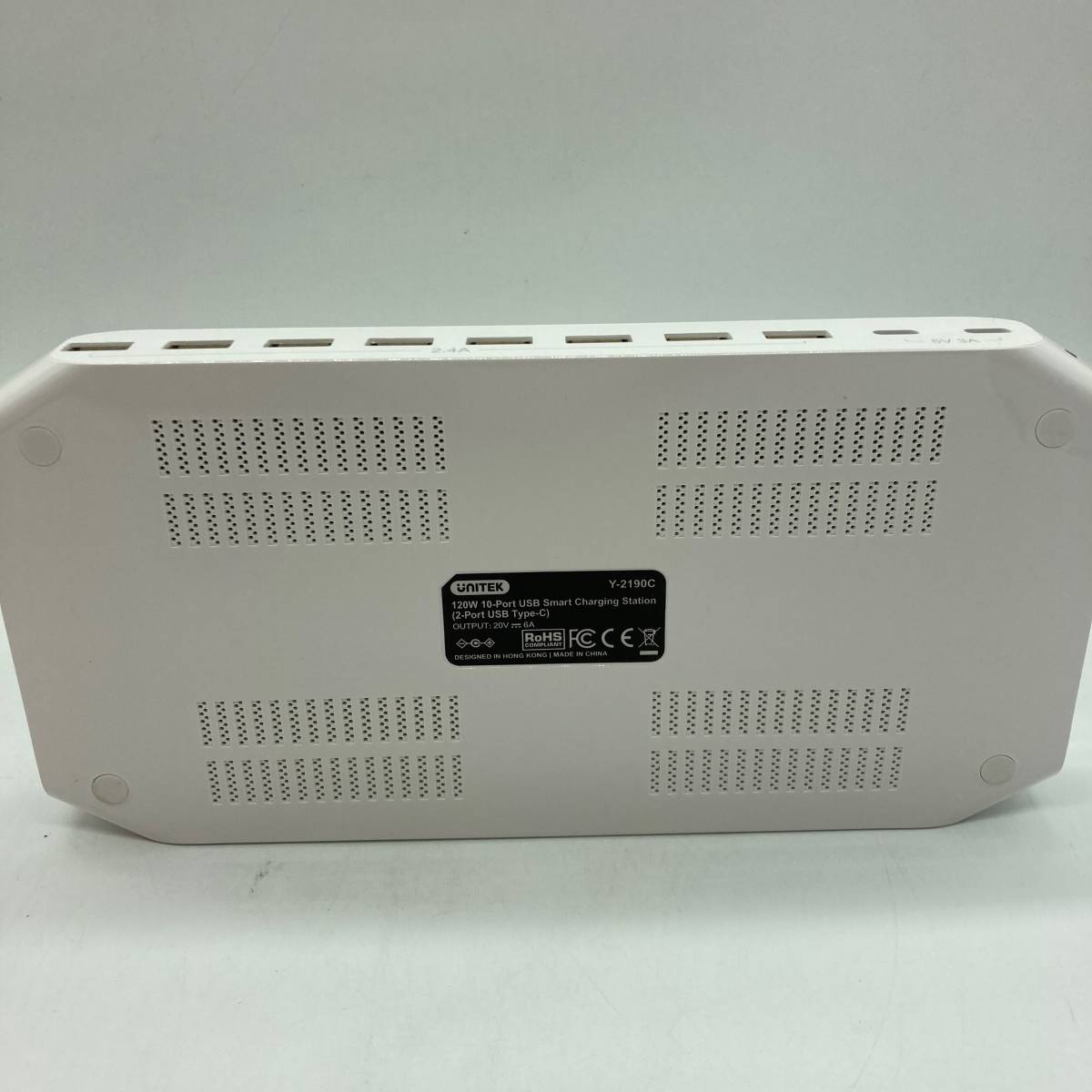 【通電確認済】Unitek 2023 USB充電ステーション 10ポート USB C 卓上充電スタンド 120W PSE認証済 ホワイト Y-2190C/Y13864-G1_画像4