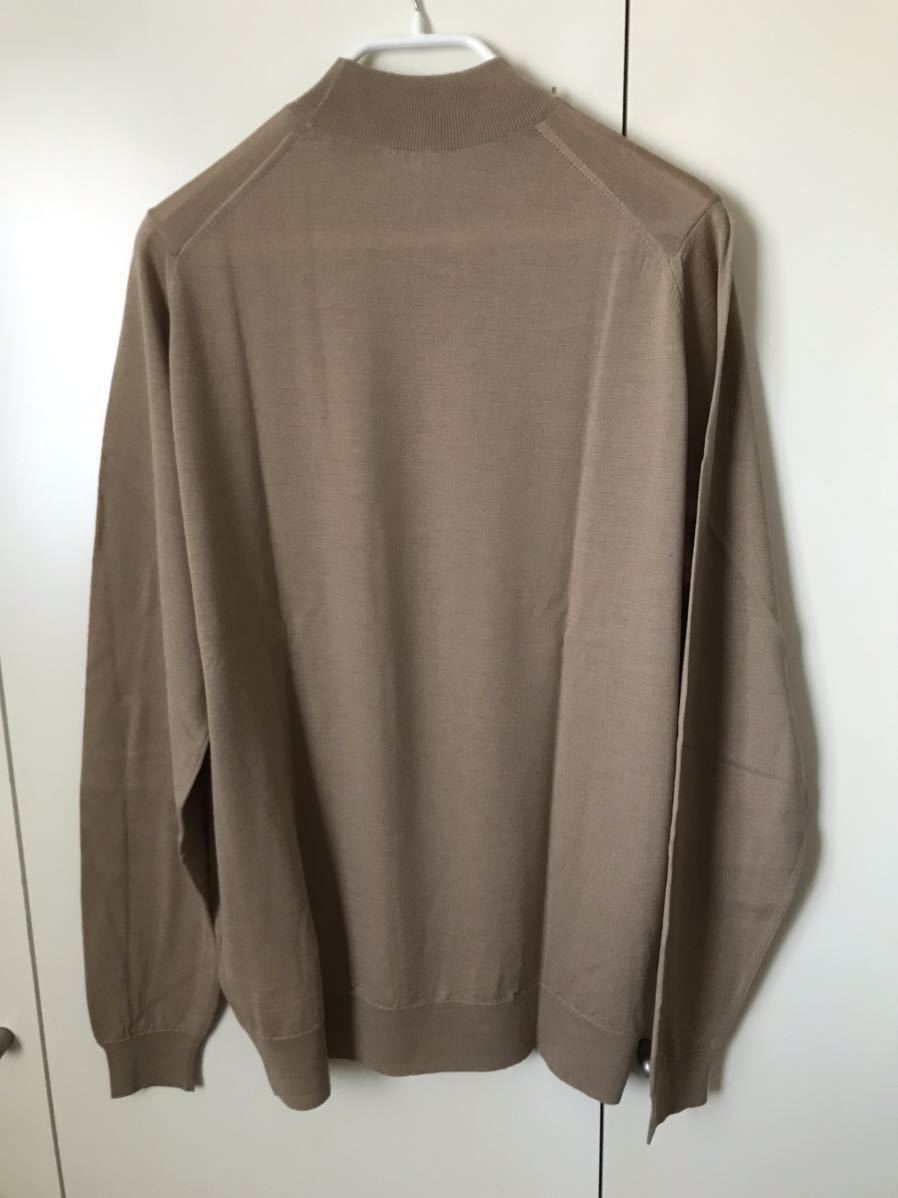 JOHN SMEDLEY ジョンスメドレー モックネックセーター　メリノウール　 XL ベージュ light camel_画像2