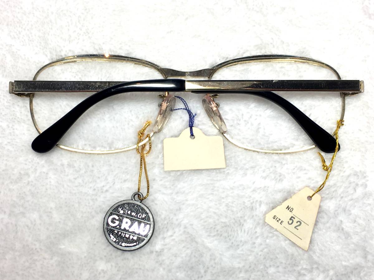 デッドストック ADVANCE 眼鏡 ブローライン CLEO 52 G.RAU 金張り ビンテージ 未使用 オーバル メタル フレーム レトロ ブロー_画像2