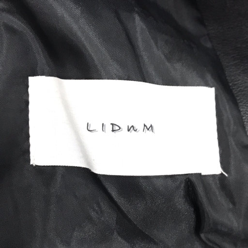 リドム サイズM 長袖 レザージャケット ノーカラー フロントジップ メンズ ブラック アウター ポケット LIDnM_画像6