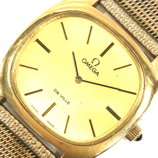 オメガ 腕時計 デビル Deville ゴールドカラー金具 2針 手巻き 機械式 メンズ 社外ベルト 稼働 OMEGA_画像1