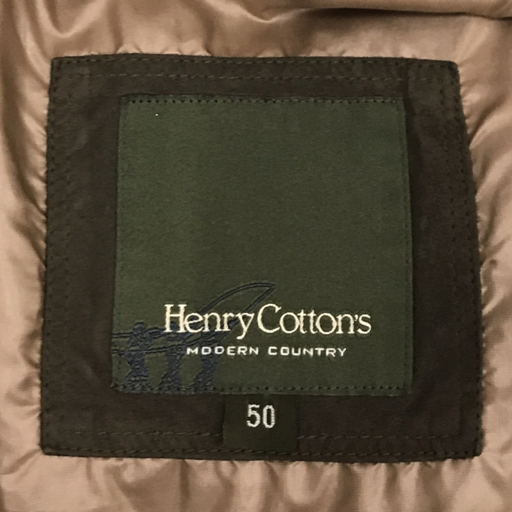 ヘンリーコットンズ サイズ50 長袖 中綿 キルティング ブルゾン フロントボタン メンズ カーキ スタンドネック_画像7