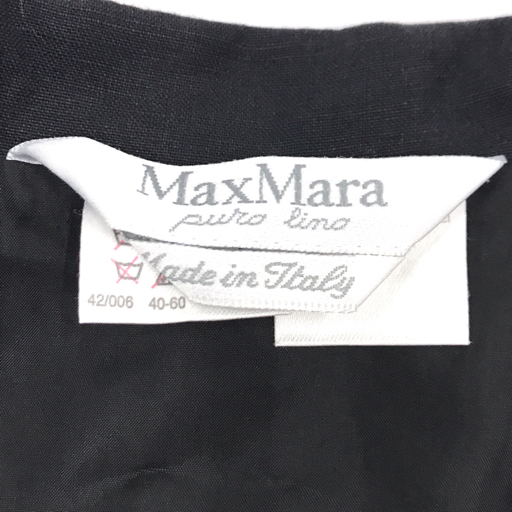 マックスマーラ サイズ 40 ノースリーブ シャツワンピース ロング丈 リネン 麻 レディース ブラック 黒 MaxMara_画像3