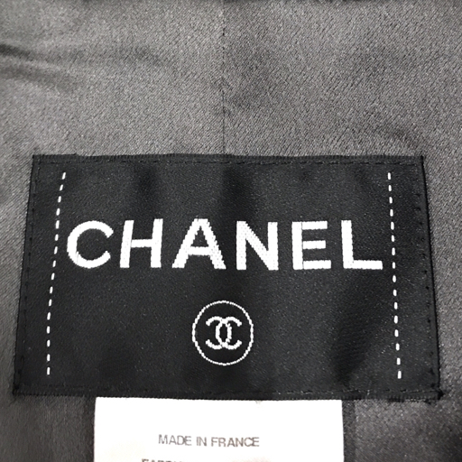 シャネル サイズ 36 カシミヤブレンド ツイード切り替え コート レディース グレー アウター ブランドアパレル CHANEL_画像10