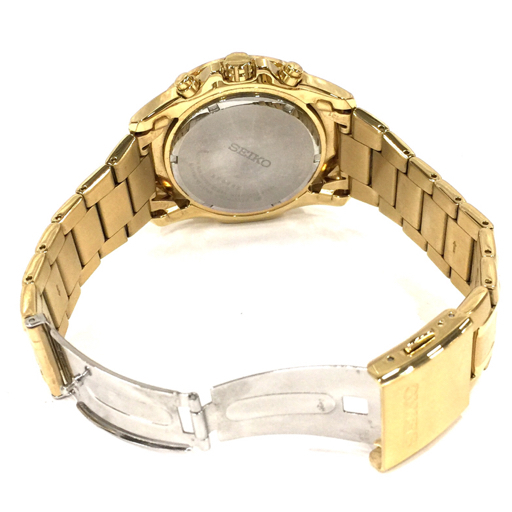 セイコー 腕時計 7T04-0AT0 クロノグラフ ビッグデイト 白文字盤 GDカラー クォーツ メンズ 稼働 SEIKO QR014-422_画像6