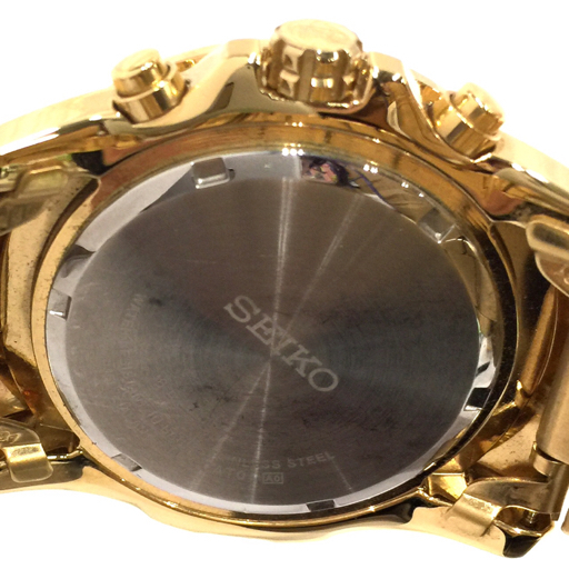 セイコー 腕時計 7T04-0AT0 クロノグラフ ビッグデイト 白文字盤 GDカラー クォーツ メンズ 稼働 SEIKO QR014-422_画像2