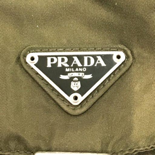 プラダ リュックサック デイパック バッグ 三角プレート B6677 シルバーカラー金具 ナイロン カーキ 付属有 PRADA_画像5