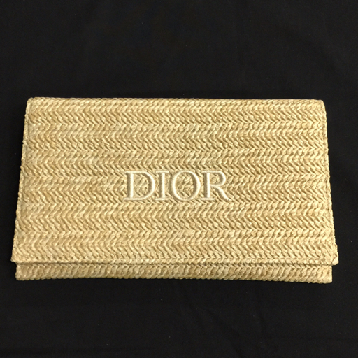 送料360円 美品 ディオール BEAUTE ポーチ ミニバッグ マグネット開閉 英字ロゴ刺繍 ラフィネ ベージュ DIOR 同梱NG_画像1