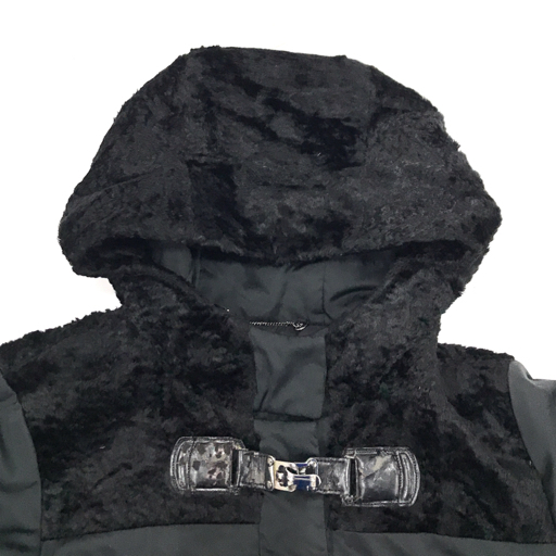 WEEKEND MAXMARA サイズ40 長袖 中綿 コート フロントジップ フード ポケット レディース ブラック アウター_画像3