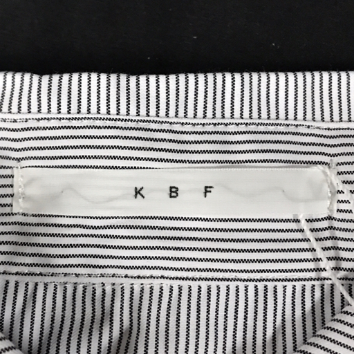 美品 KBF サイズF 長袖 BIG レイヤードライクシャツ ストライプ フロントボタン レディース ブルー系 タグ付き_画像5