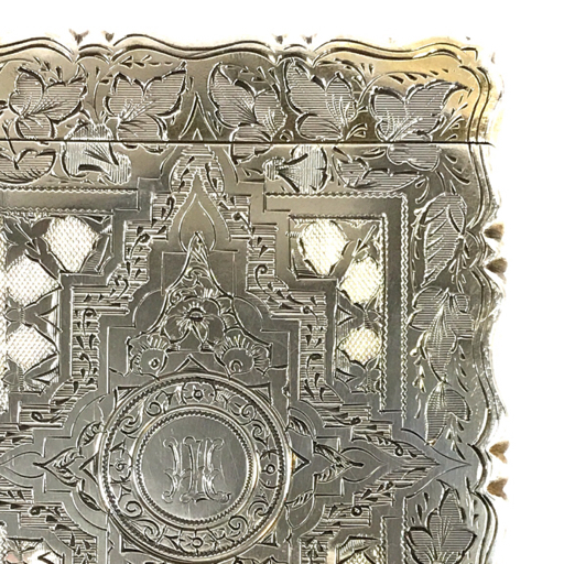 銀製 シガレットケース 約9.5×6.5×0.7cm アンティーク ヴィンテージ 59.5g 雑貨 小物 シルバーカラー_画像6