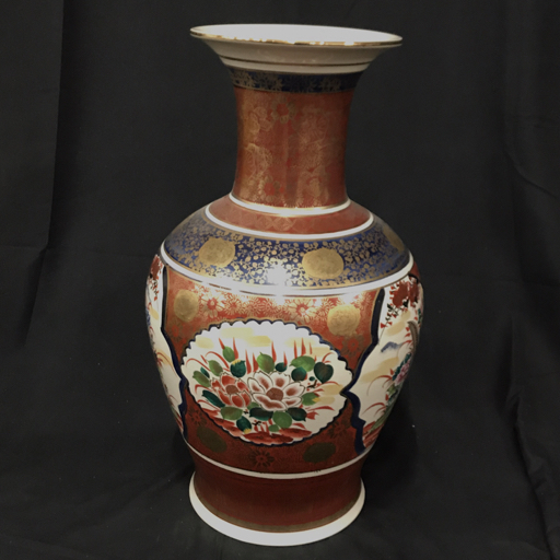 九谷焼 陶正造 大型 花瓶 花入れ 花器 フラワーベース 花鳥図 金彩 高さ約60cm 重さ約9.0kg_画像2