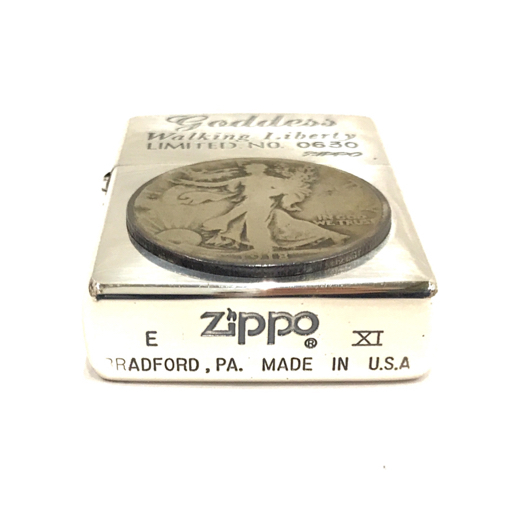 1円 ジッポー Walking Liberty コイン リミテッド No.0630 オイルライター 他 ZIPPO型 置時計 含 計2点 A10403_画像4