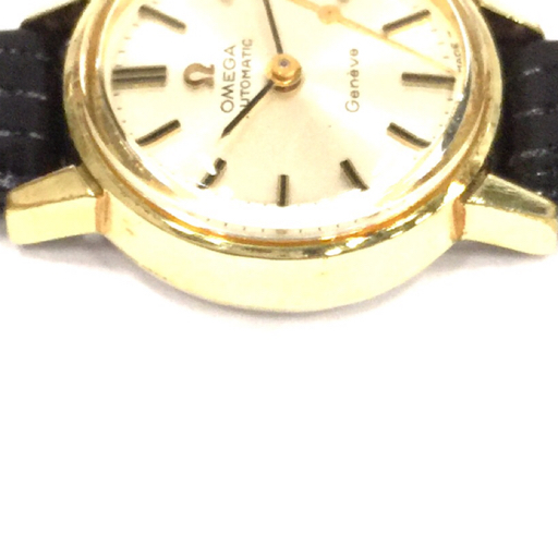 1円 オメガ ジュネーブ 腕時計 レディース 自動巻き 金文字盤 ベルト社外品 未稼働 OMEGA ジャンク_画像5