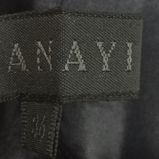 アナイ サイズ36 長袖 ウール 切り替えワンピース バックジップ レディース ネイビー ラウンドネック ANAYIの画像5