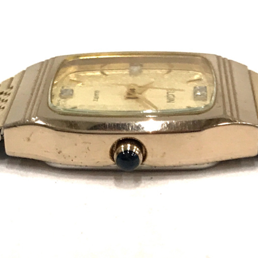 1円 エルジン 腕時計 FK278 スクエア カットガラスGDカラー QZ レディース 付属有 他 セイコー シチズン 等 セット_画像6