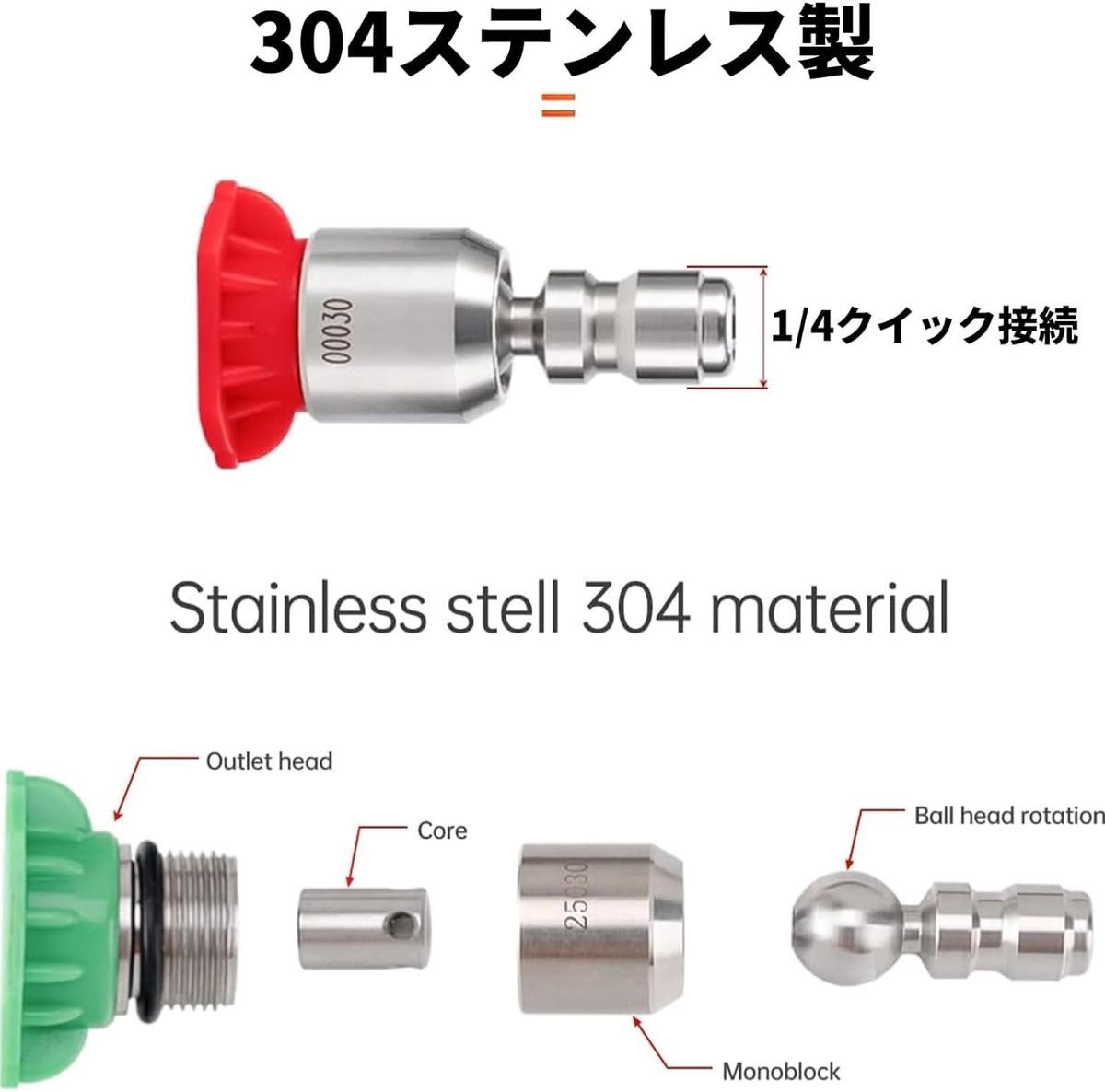 Gaidohガイドー 可動式ノズル 高圧洗浄機ノズル 4000PSI 040材質 1/4クイック式 クイック接続 ワンタッチ式