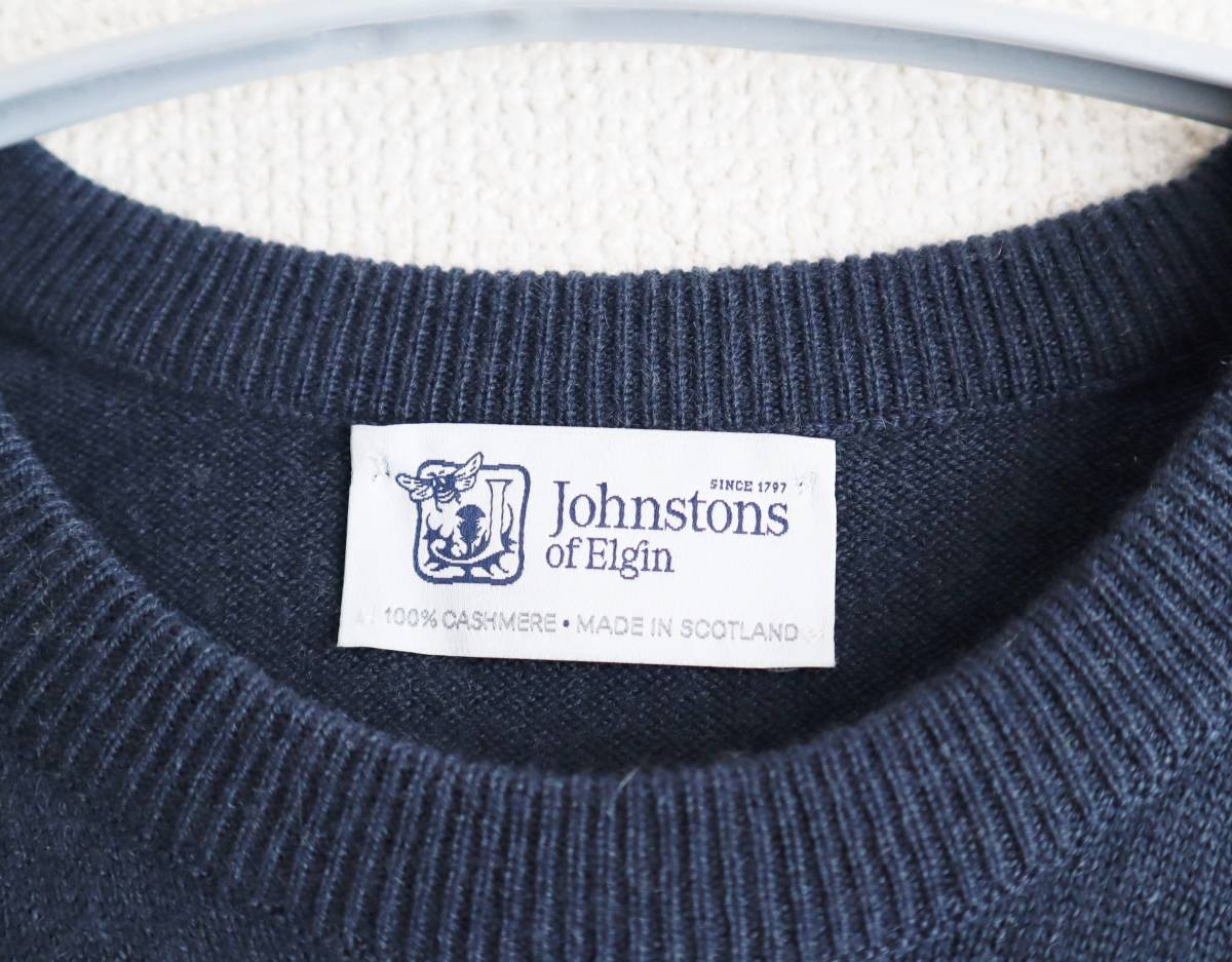 Johnstons of Elgin　スコットランド製 カシミヤニット セーター ネイビー　サイズXS_画像2