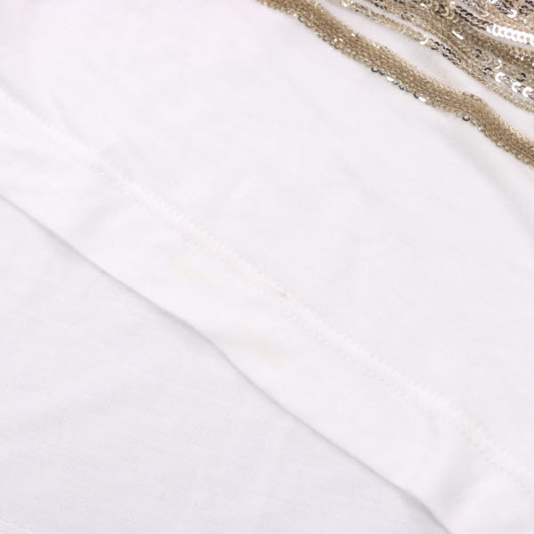 Christian Dior/クリスチャンディオール 半袖 カットソー トップス ボーダー柄 スパンコール I:38 白 ゴールド[大感謝祭]★41GK63_画像8