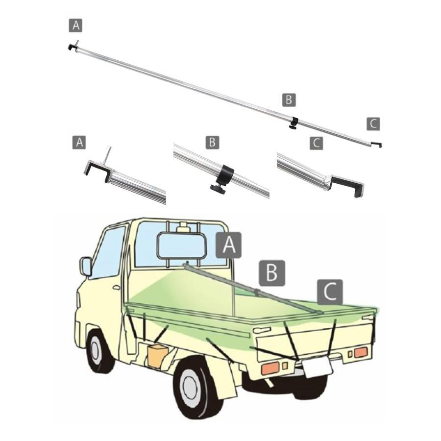 バンジーコード 10本付 スーパーキャリイ用シート スロープ型 伸縮式荷台ポールセット グレー ◇本州四国九州送料無料◇_画像2