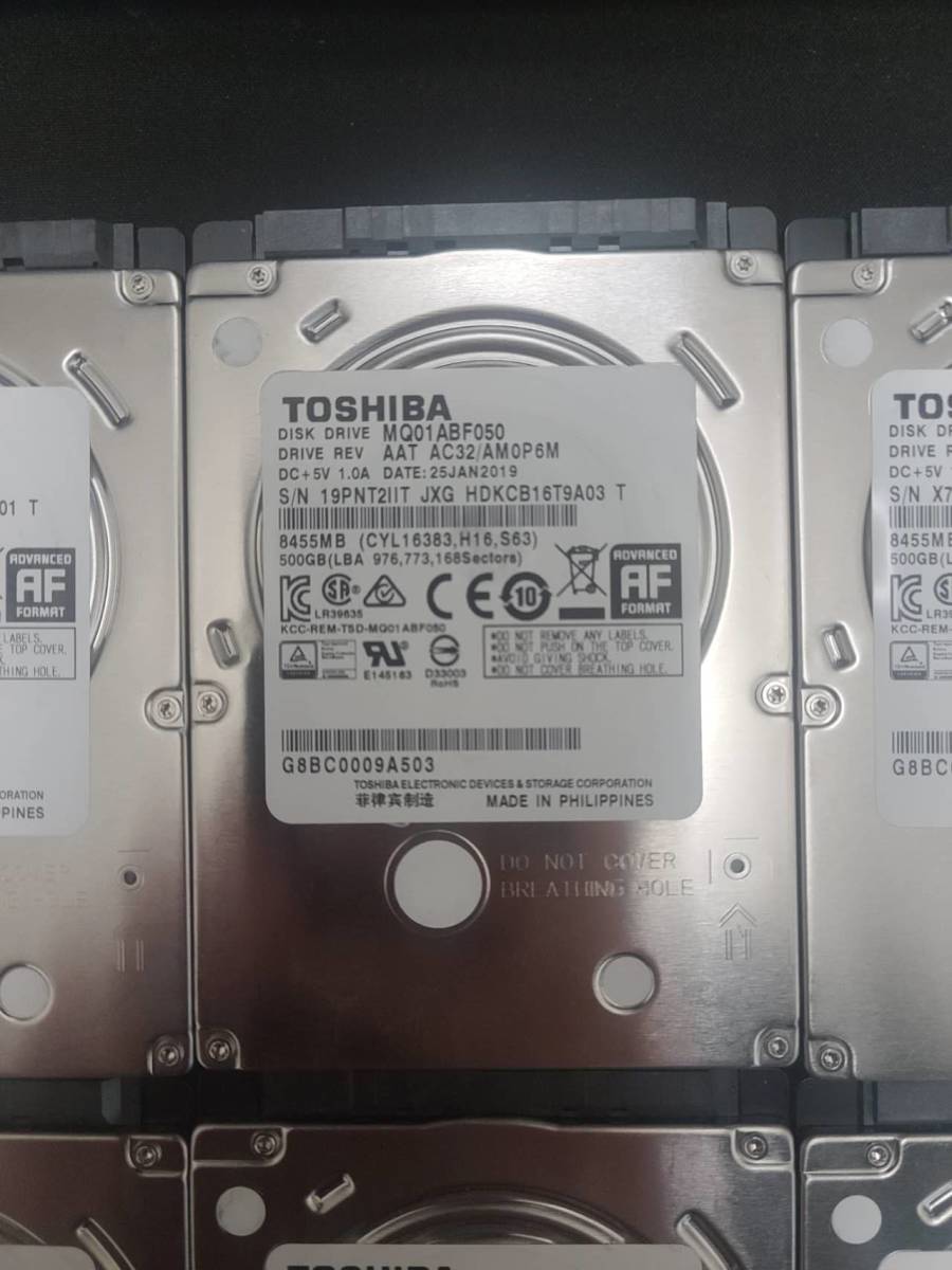 動作確認 2.5インチ ノートパソコン用 TOSHIBA HDD 500GB 10点セット　中古品_画像1