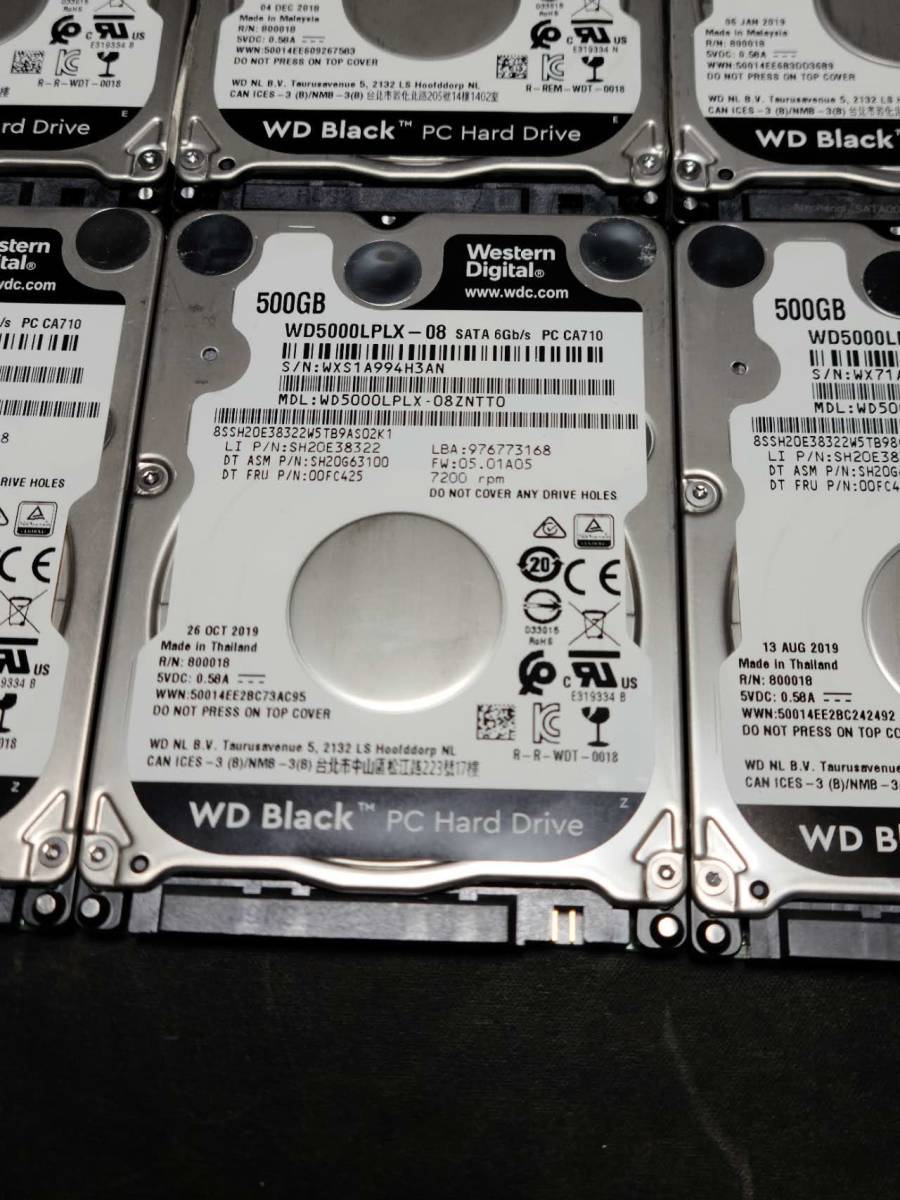 動作確認 2.5インチ ノートパソコン用 WD Black 7200rpm HDD 500GB 10点セット　中古品 *1_画像1