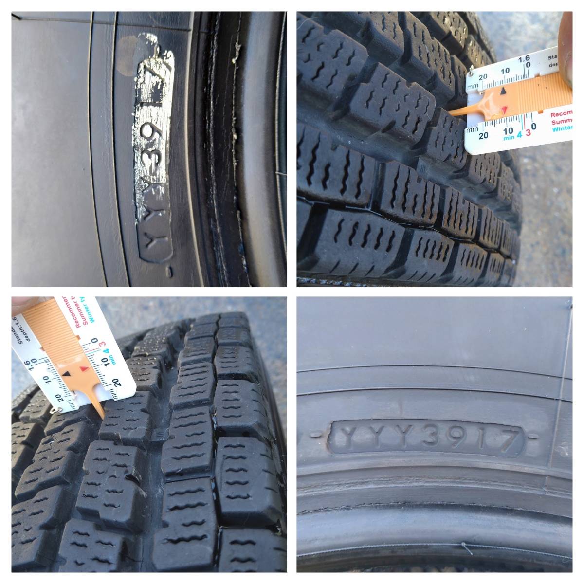 宮城発 6本セット 205/85R16 117/115L LT 12PR 17年43週 ヨコハマ スタッドレス iG91 バリ山_画像4