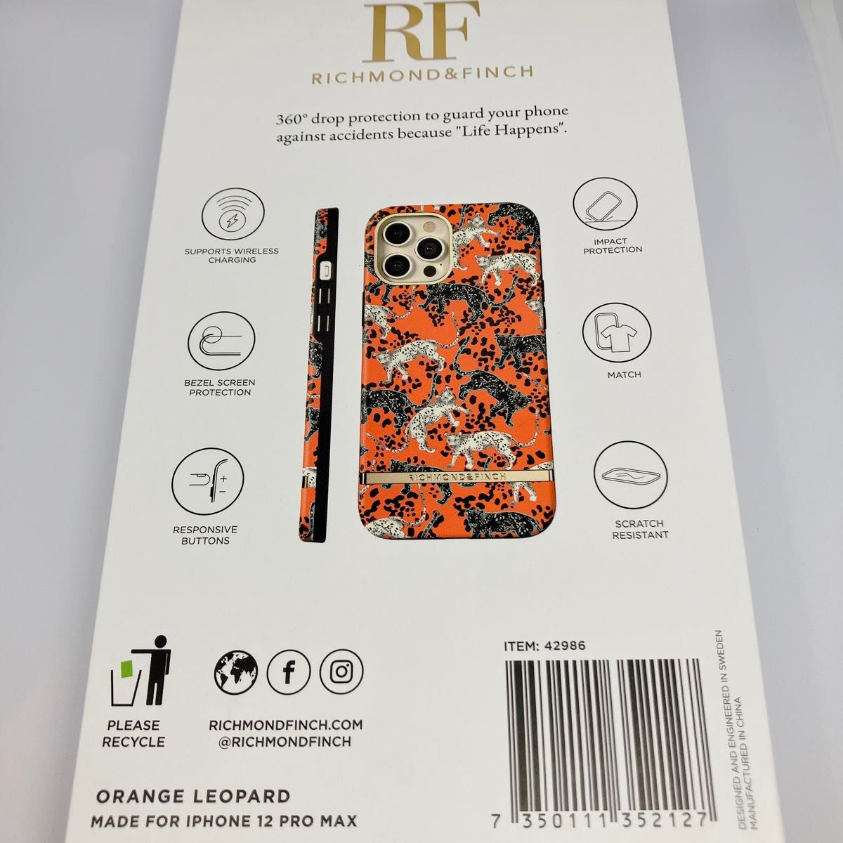 Richimond&Finch iPhone 12ProMax ケース 背面カバー リッチモンドアンドフィンチ 