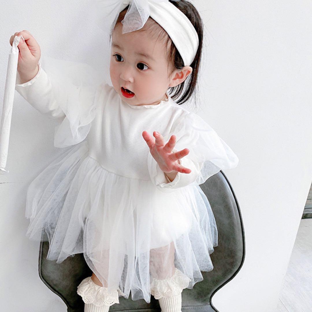 【新品】ベビードレス ヘアバンド セット ロンパース 韓国子供服 新生児_画像2