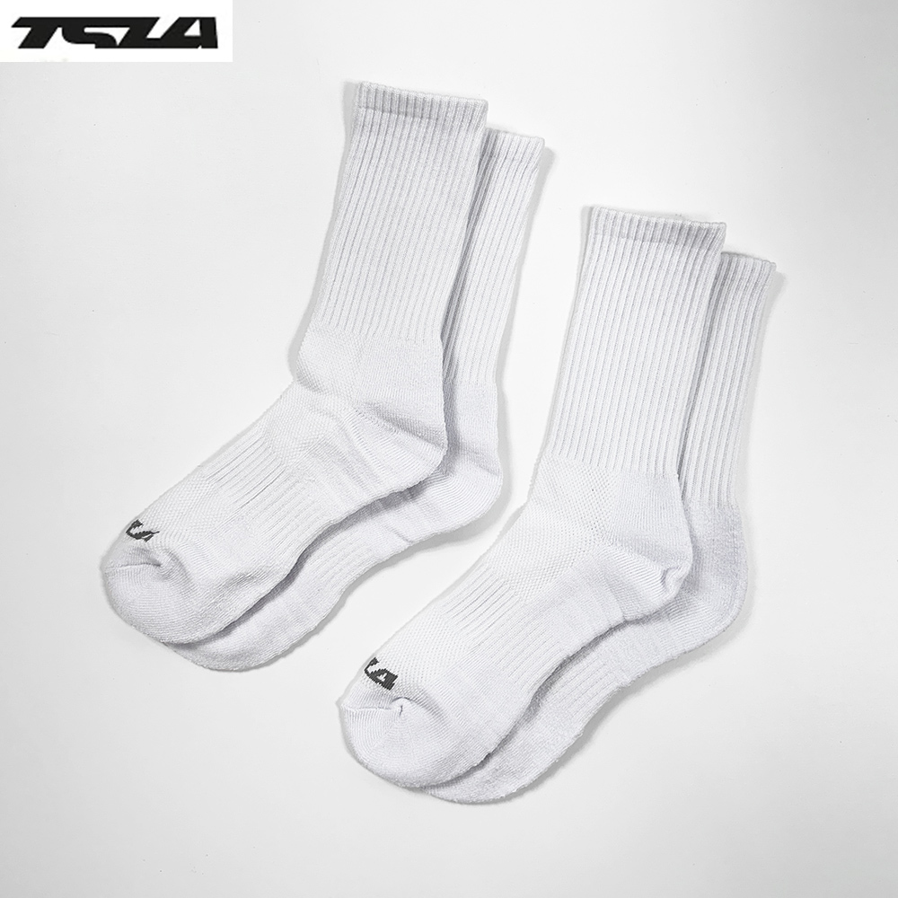 新品 未使用品◎TESLA テスラ 白 靴下 スポーツ ソックス 2足 セット メンズ M ハイカット ロング 25cm 26cm ホワイト TSLA MZS62 WHT_画像1