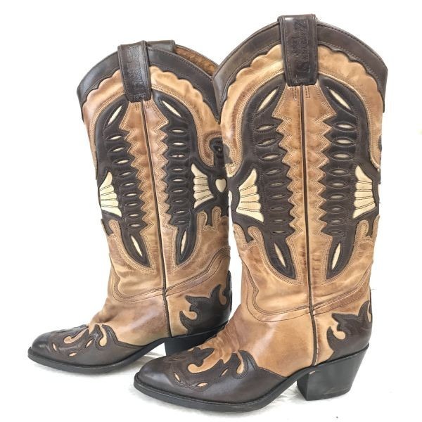 スペイン製☆JOE  SANCHEZ/ジョーサンチェス☆職人ハンドメイド/ペコスブーツ【35/22.0-22.5/茶/brown】ウエスタン/cowboy  boots◇cWB101-4