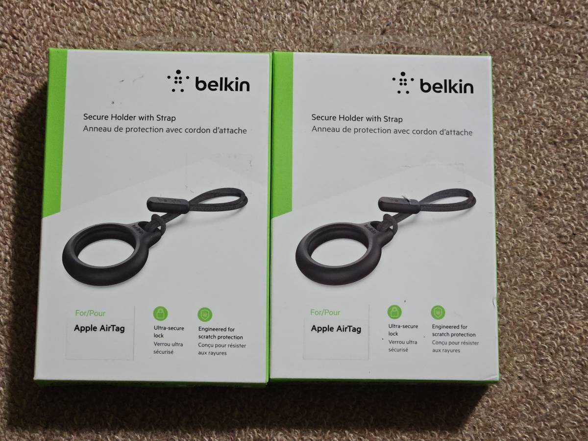 Belkin AirTag ベルキン　エアータグ　ケース ストラップ ブラック F8W974btBLK-A　未開封　2個セット_画像1