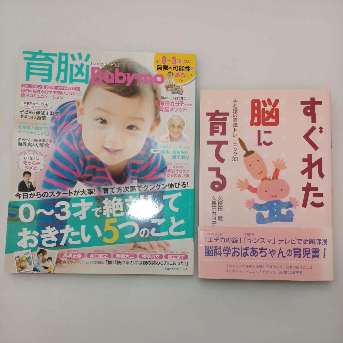 zaa-542♪育脳2冊セット　育脳Baby－mo(０～３才で絶対しておきたい５つ)主婦の友社＋すぐれた脳に育てる―手と指の実践トレーニング33 