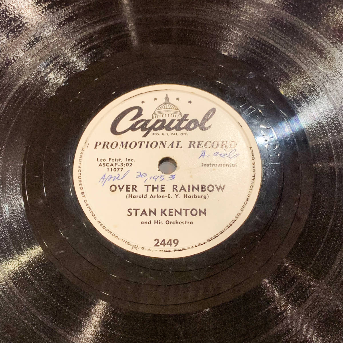 【神レア!!】Stan Kenton And His Orchestra / Over The Rainbow / Fascinating Rhythm 【プロモ盤】 JAZZ BIG BAND 1953年_画像7