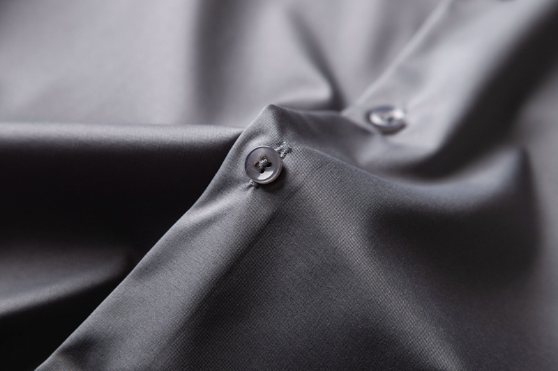 P284-M 新品DCKMANY■シルク混 長袖シャツ メンズ ノーアイロン 形態安定 ドレスシャツ ワイシャツ 無地 ビジネス シャツ/ダークグレーの画像7