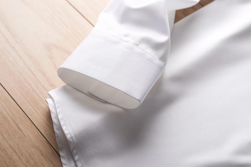 P281-L 新品DCKMANY■シルク混 長袖シャツ メンズ ノーアイロン 形態安定 ドレスシャツ ワイシャツ 無地 ビジネス シャツ/ホワイト_画像6