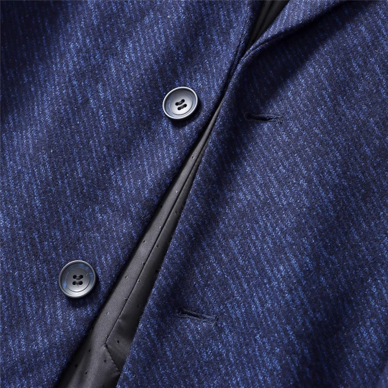 P5614-M新品■ウール混 コート メンズ チェスターコート ファッション カジュアル 冬 ストライプ 防寒 厚手 コート アウター/ネイビーの画像6