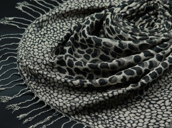 blakafee #BF-0323 極上 パシュミナ 大判 ストール【ブラック/ベージュ系/Leopard_豹】High Quality Pashmina Collection_画像2