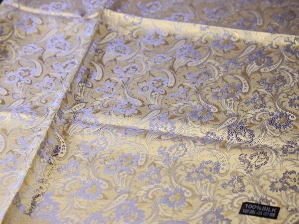 blakafee #BF-5140 極上 シルク 大判 ストール 【ゴールド/シルバー系/Gorgeous Flower】 * High Quality Silk Collection*_画像3