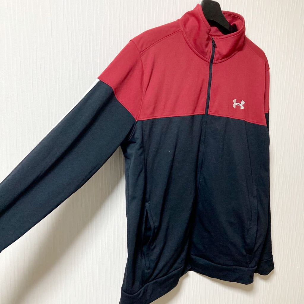 UNDER ARMOUR アンダーアーマー ジャージ ジップアップ XLサイズ 赤 黒 美品_画像3