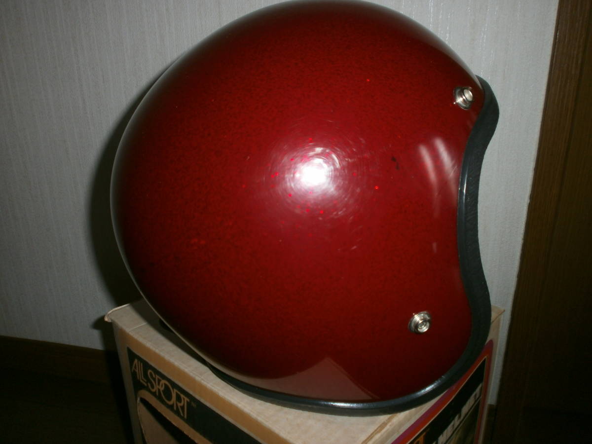 貴重・Buco ブコ 真ん中割目筋入りヘルメット　ラメ入り濃い赤色　レストア済　程度上　ビンテージおしゃれレトロ M/L/LL_画像6