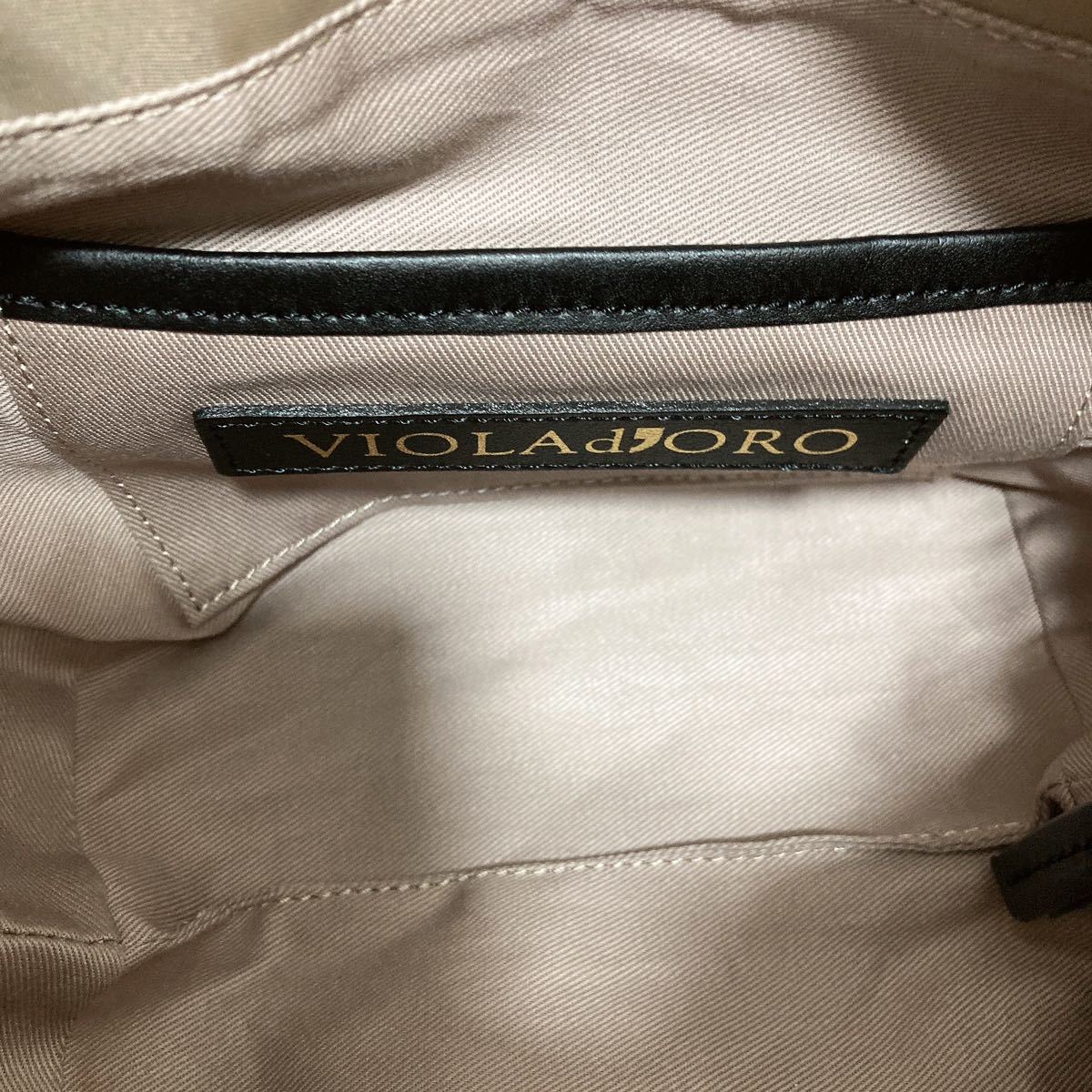  new goods storage goods VIOLAd\'ORO vi o Rado roBIANCA lady's 2way shoulder bag handbag beige nylon cow leather leather brand 